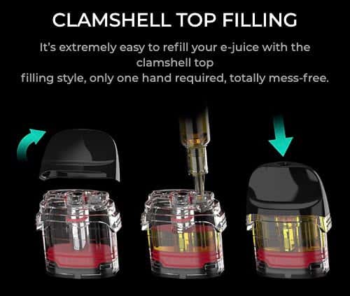 Vaporesso Luxe Q Pods - Clamshell top filling