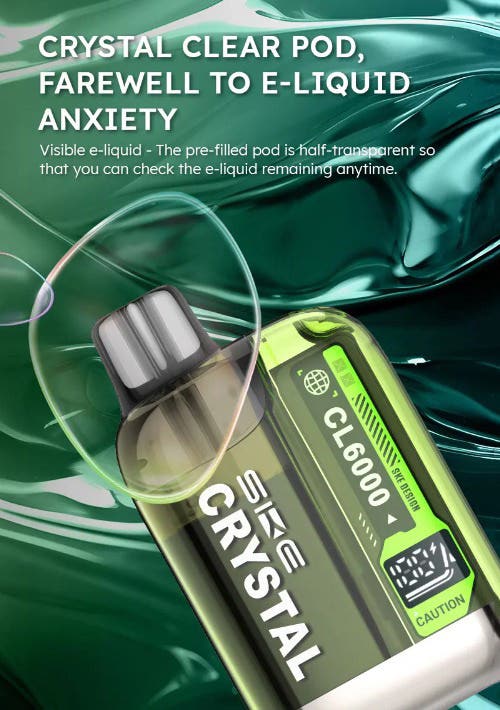 SKE Crystal CL6000 Prefilled Vape Pods - Crystal Clear Pod Transparency