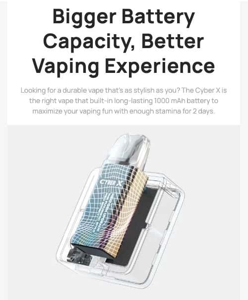 Aspire Cyber X Pod Vape Kit - Bigger battery capacity