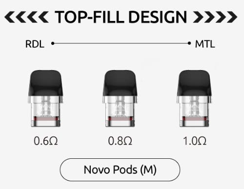 SMOK Novo Replacement Pods - Top-Fill Design Novo Pods (M)