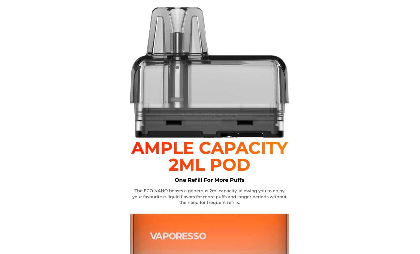 Vaporesso Eco Nano Replacement E-Liquid Pods - Ample 2ml capacity pod