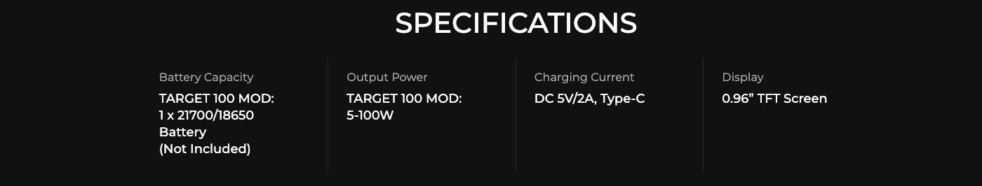 Vaporesso Target 100 Vape Mod - Specifications