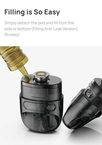 Simply detach the pod and fill from the side or bottom.