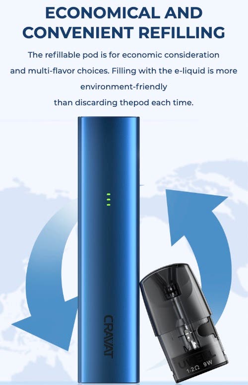 Uwell Cravat Pod Kit - Economical and convenient refilling