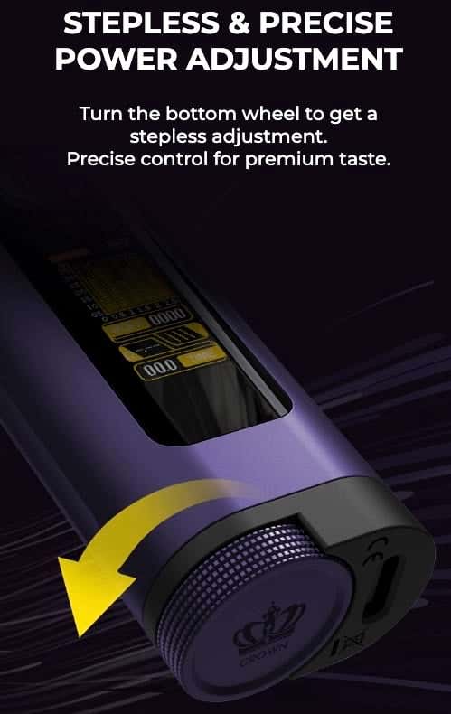 Uwell Crown D Pod Vape Kit - Stepless and precise power adjustment