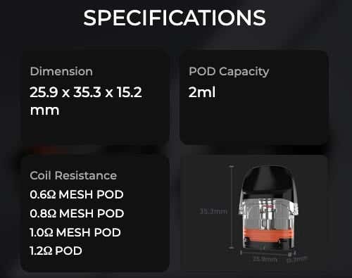 Vaporesso Luxe Q Pods - Specification
