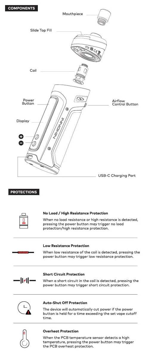 Innokin Kroma Nova Pod Vape Kit - Components and safety features
