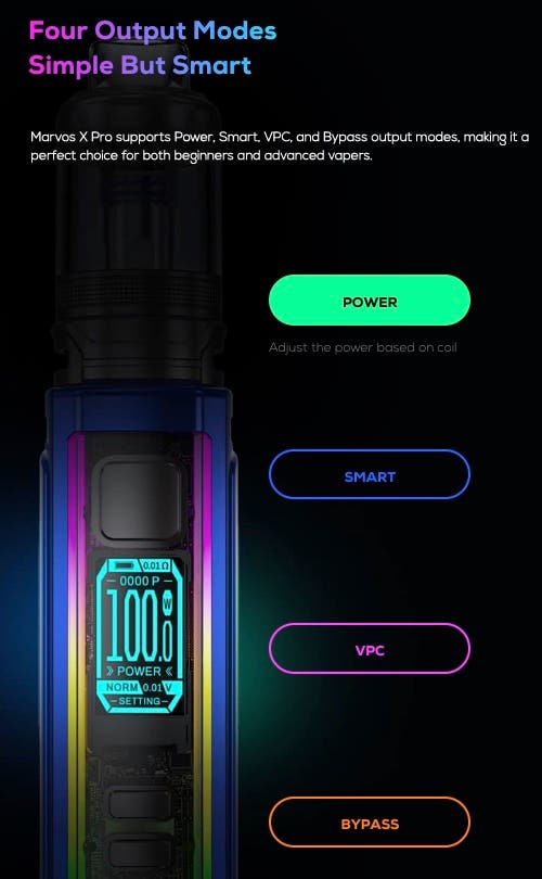 Freemax Marvos X Pod Mod - Four output modes, simple but smart