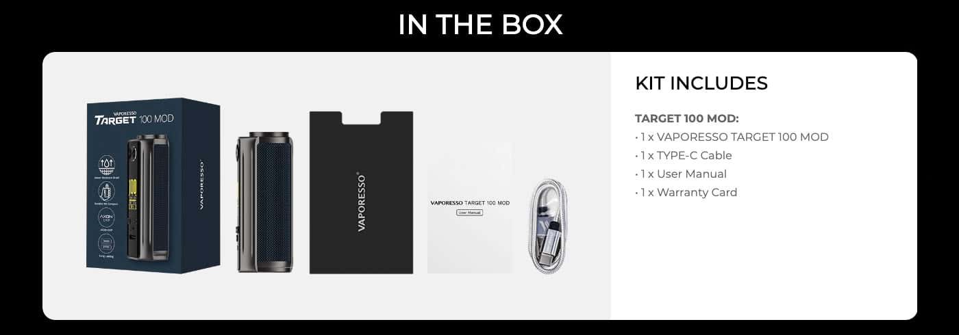 Vaporesso Target 100 Vape Mod - What's in the box?