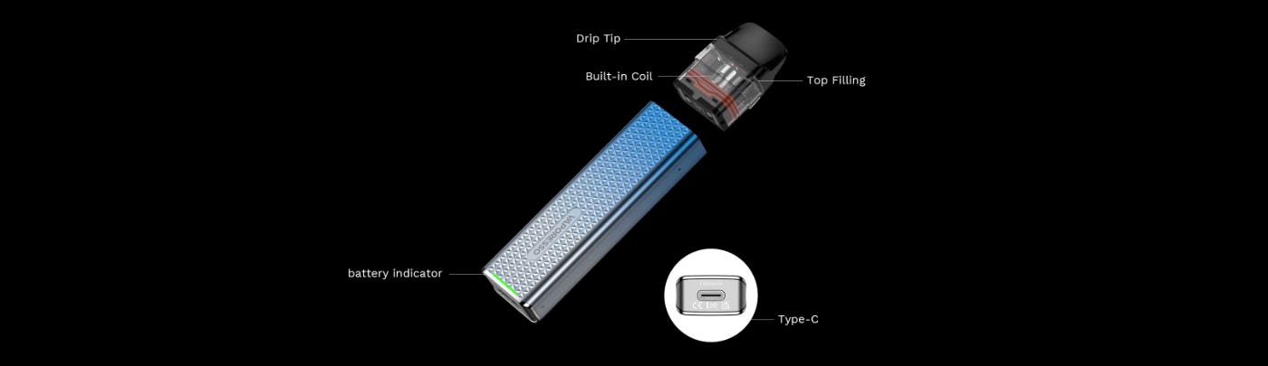 Vaporess XROS 3 Mini Pod Kit - Exploded view.