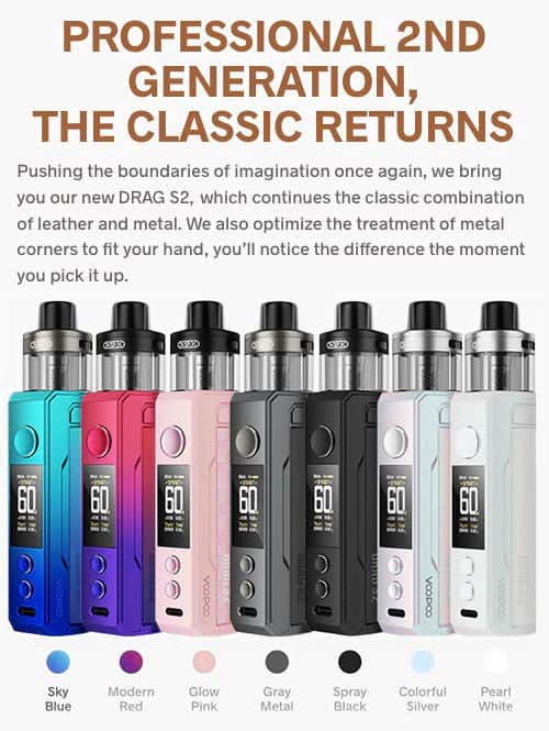 VooPoo Drag S2 Pod Vape Kit - 7 Classic leather and metal finishes