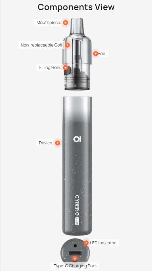 Aspire Cyber G Slim Pod Vape Kit - Specifications