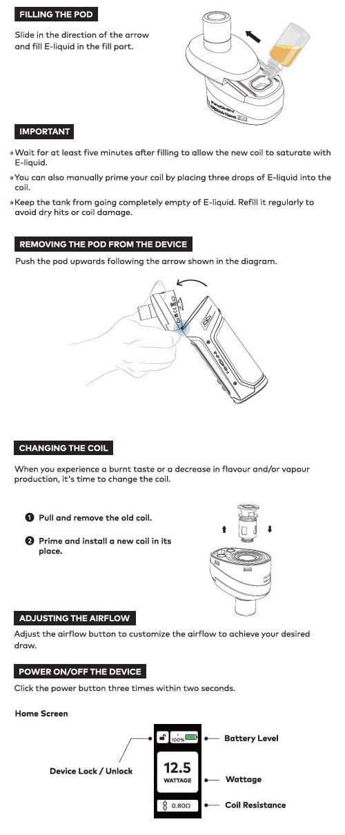 Innokin Kroma Nova Pod Vape Kit - Instructions for use