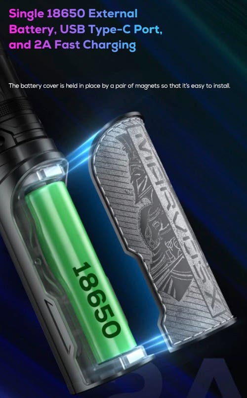 Marvos X PRO - Single 18650 external battery power