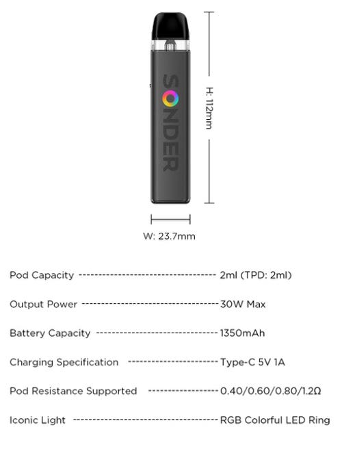 Geekvape Sonder Q2 Pod Vape Kit - Specifications