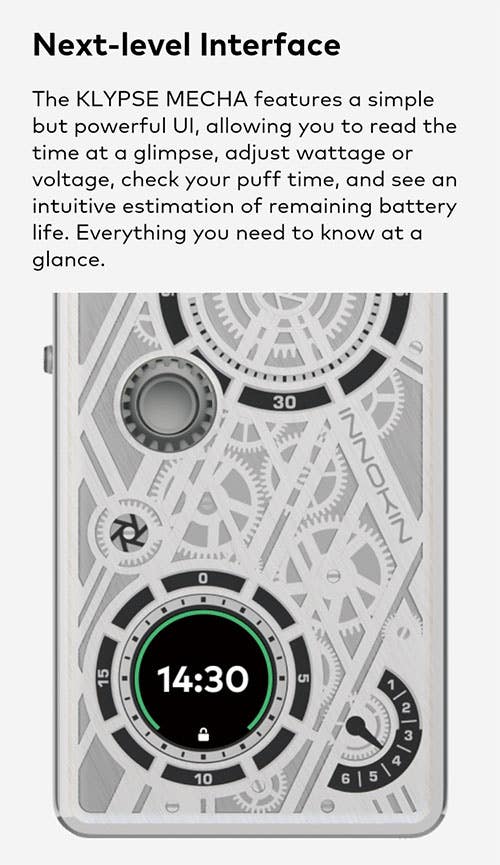 Innokin Klypse Mecha Pod Vape Kit - Next-level interface