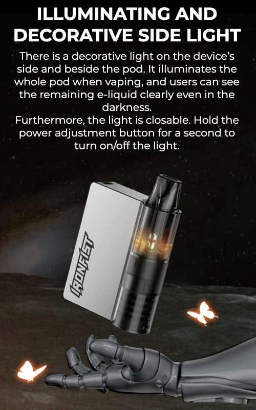 Uwell Caliburn & Ironfist L Pod Vape Kit - Light and decorative side light