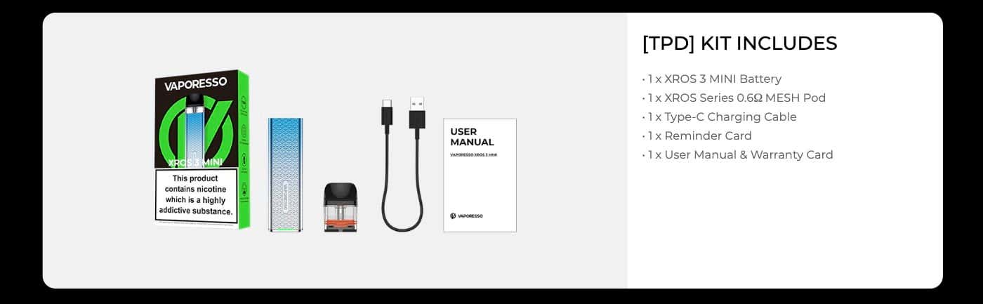 Stoptober 2023 Vaporesso Xros 3 Mini Pod Kit - What's included in the box?
