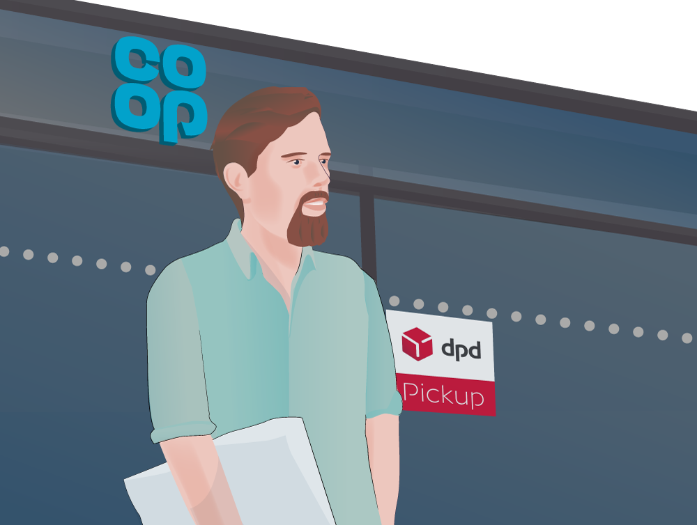 Image showing man collecting Vape UK UK parcel from DPD Pickup Point