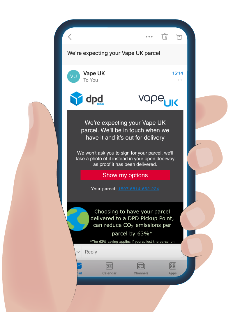 Image showing DPD shipping confirmation email