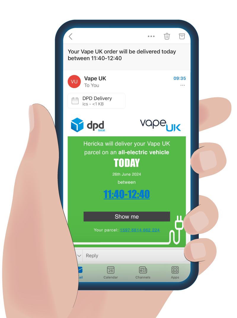 Image showing DPD delivery confirmation email