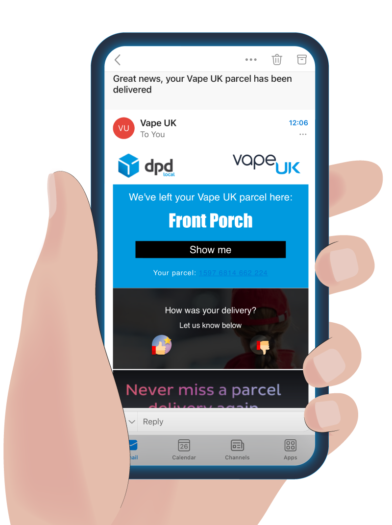 Image showing DPD delivery confirmation email