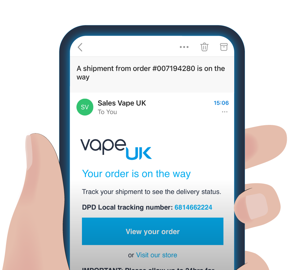 Image showing Vape UK shipping confirmation email