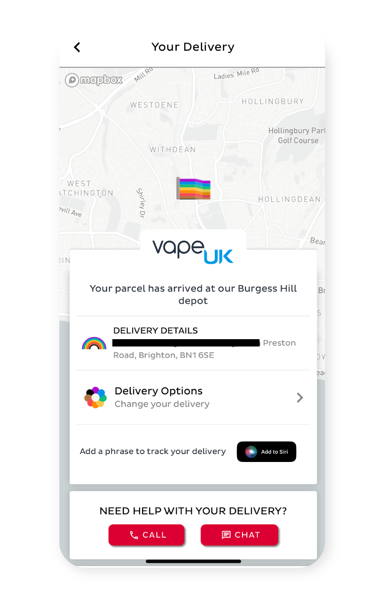 Image showing DPD Tracking history in app