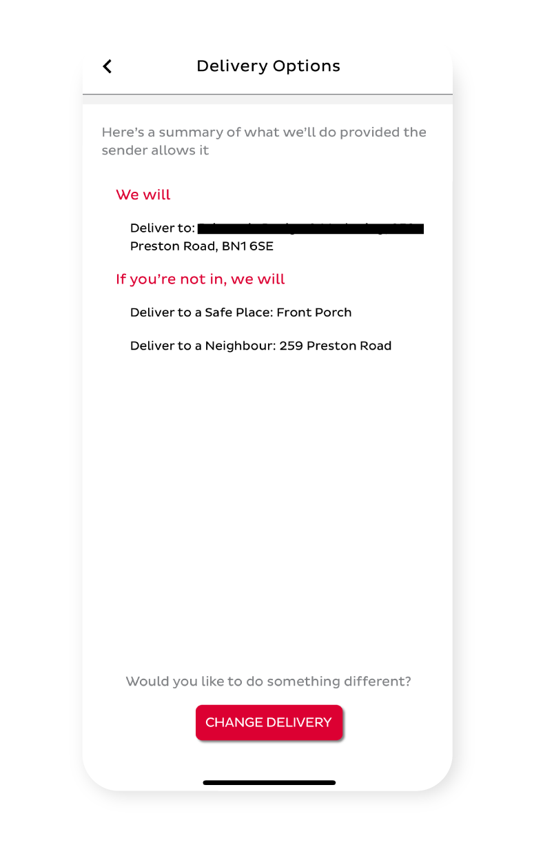 Image showing DPD Tracking history in app