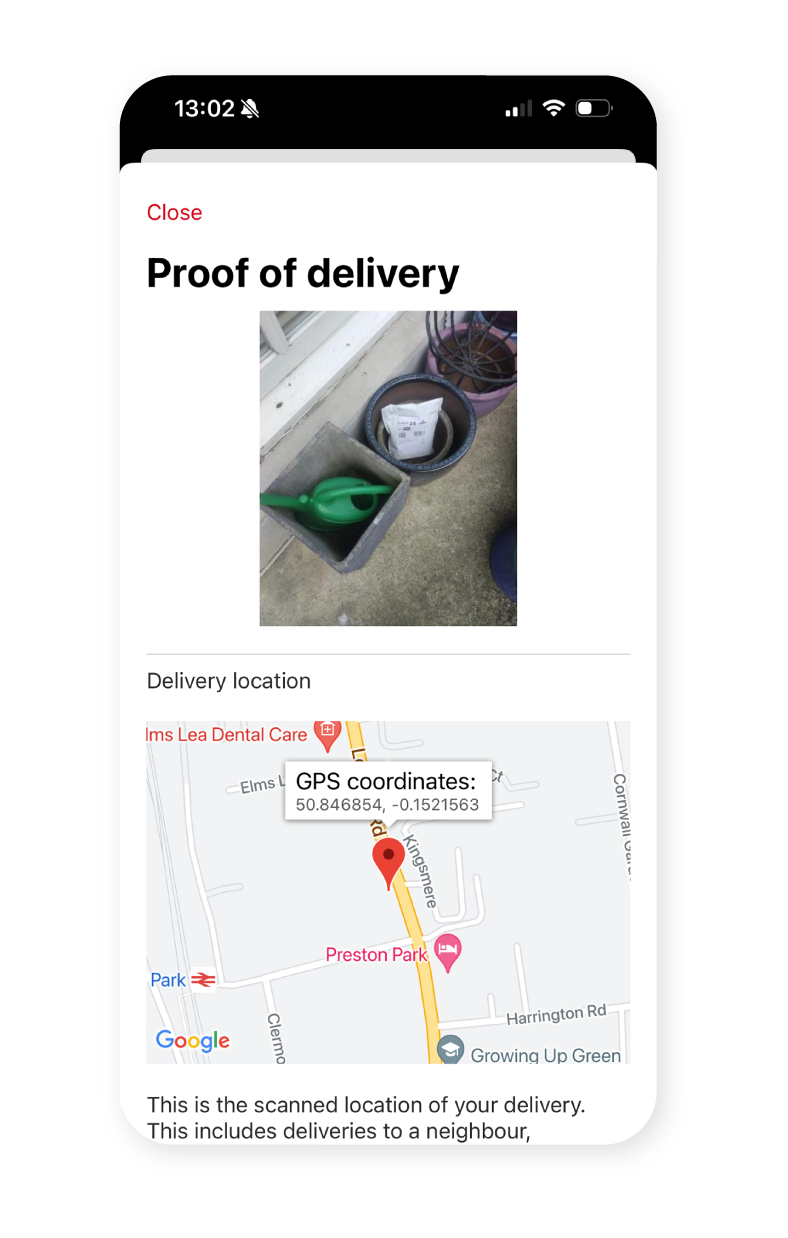 See proof of delivery in the Royal Mail app
