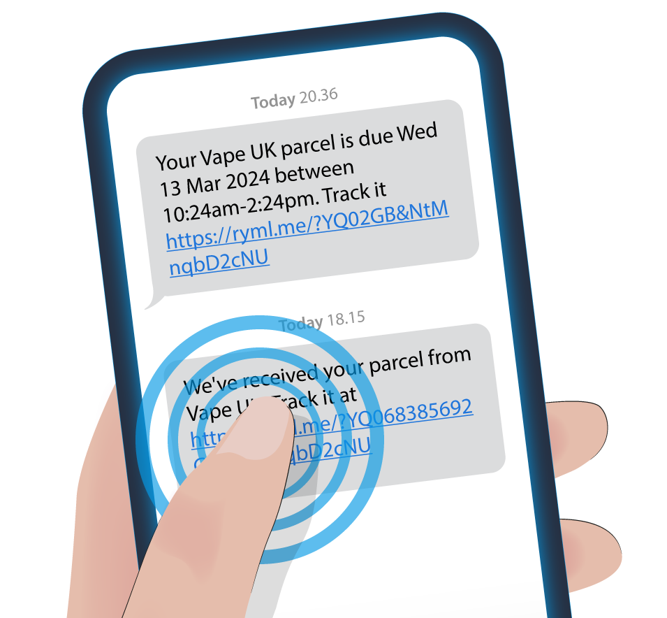 Image showing Royal Mail tracking link being clicked