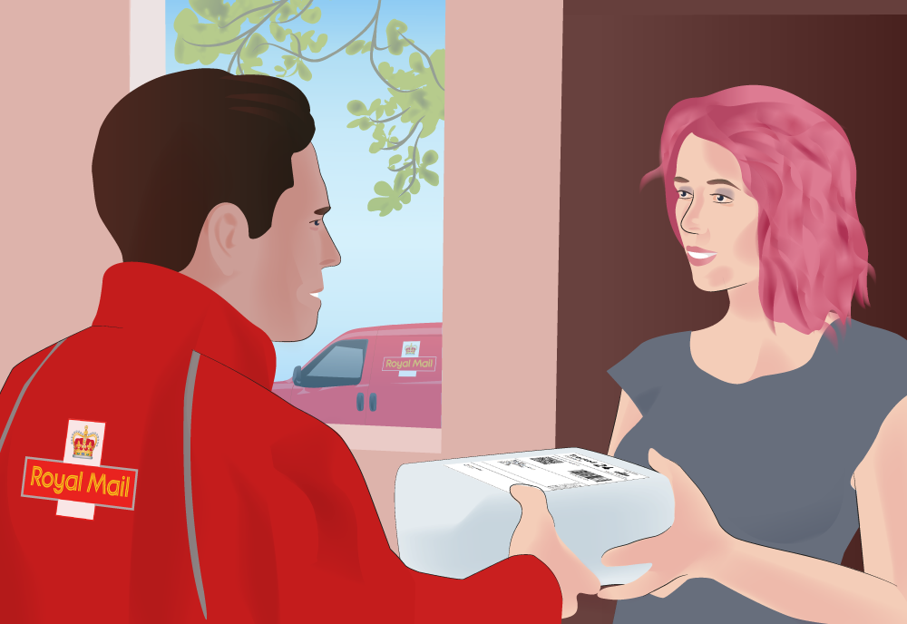 Image showing woman receiving her Vape UK Parcel from Royal Mail