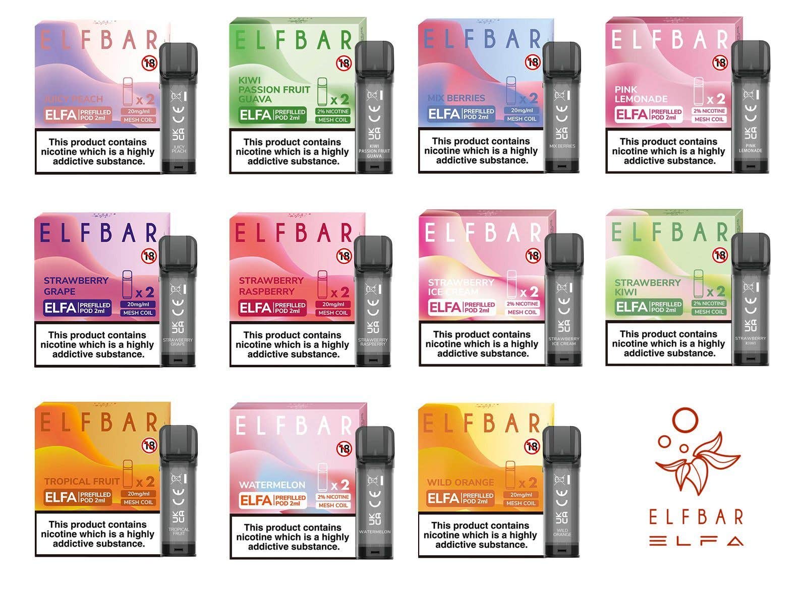 Elf Bar ELFA Prefilled Pod Flavours Elf Bar ELFA Prefilled Pod Flavours