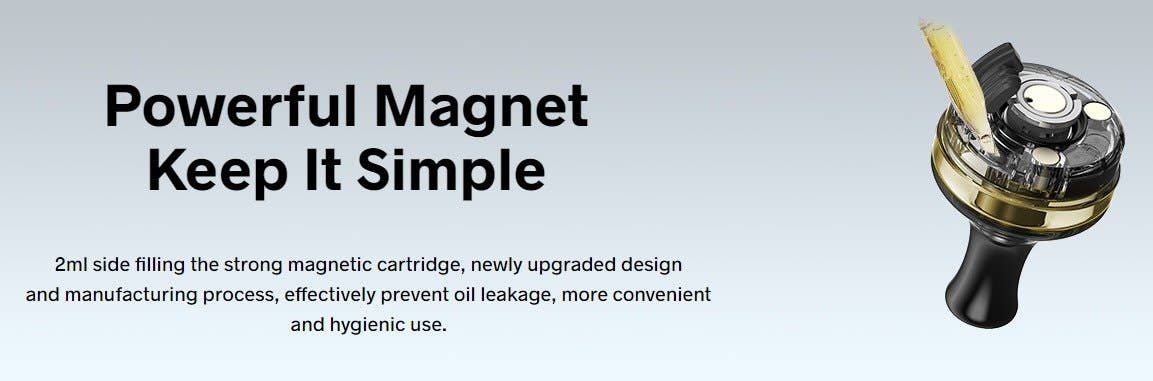 To fill with e-liquid, remove pod and pull back rubber plug.