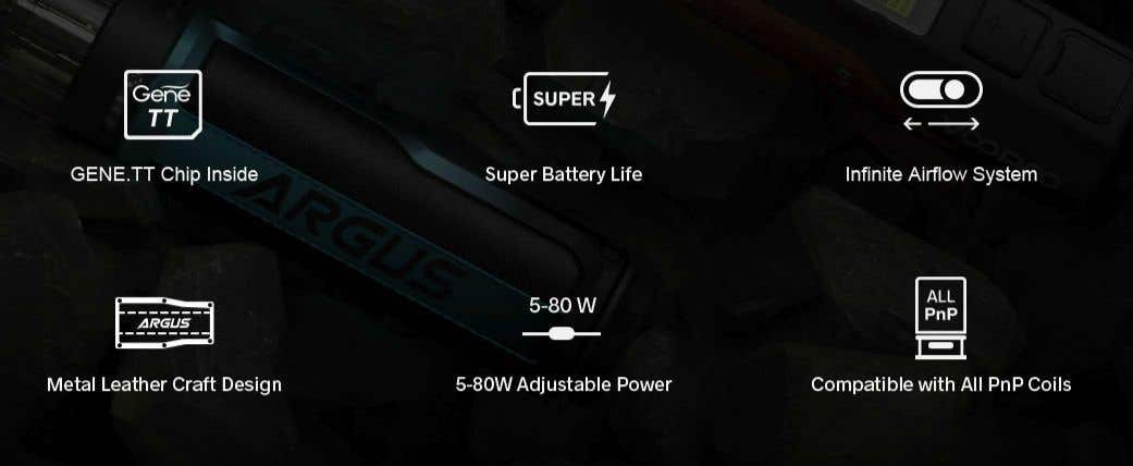 The VooPoo Argus X Pod Mod kit allows use of an external battery and provides 80w output.