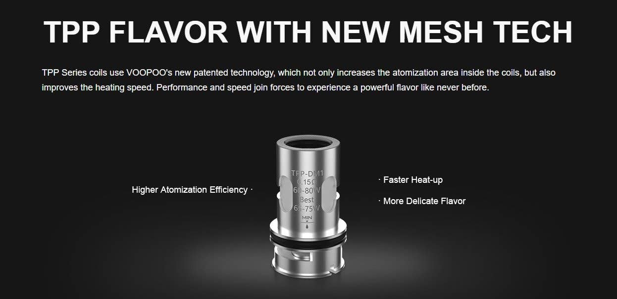High atomisation efficiency, faster heat-up, delicate flavour.
