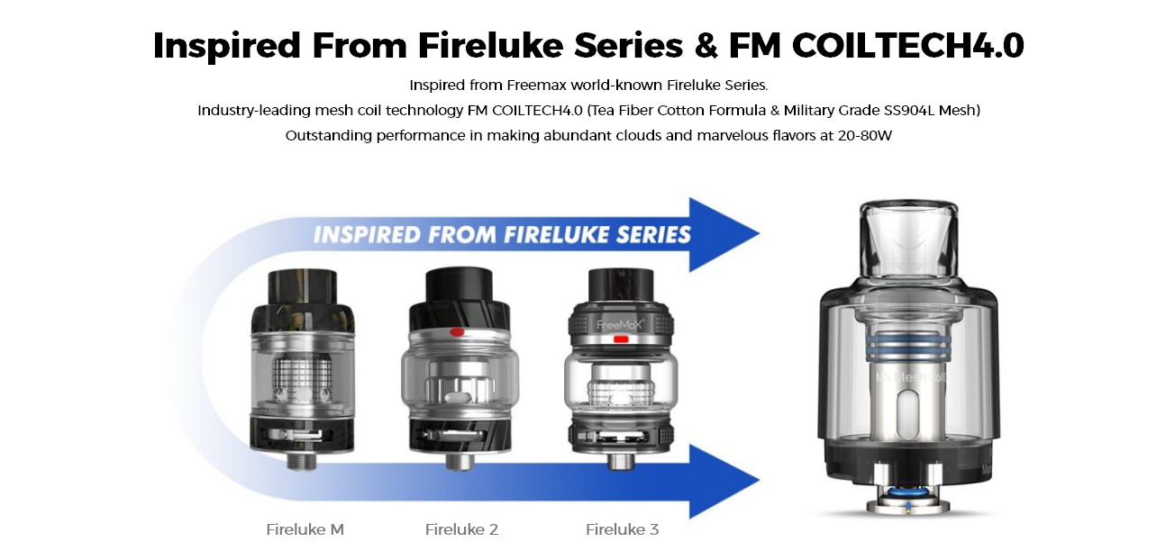 Inspired from the FireLuke series. Outstanding performance in making clouds and marvelous flavours, at 20 to 80 watts.