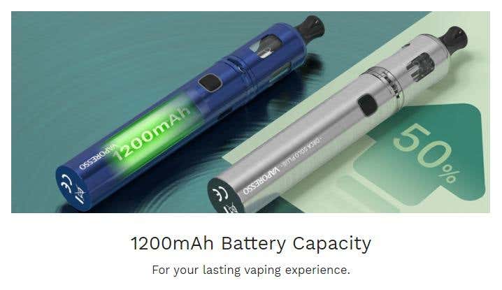 Large internal battery provides a long lasting vaping experience.