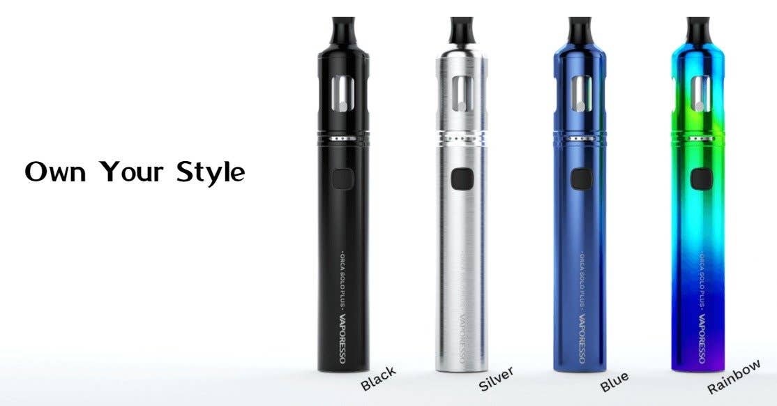 Vaporesso Orca Solo Plus Kit Orca Solo Plus comes in black, silver, blue and rainbow.