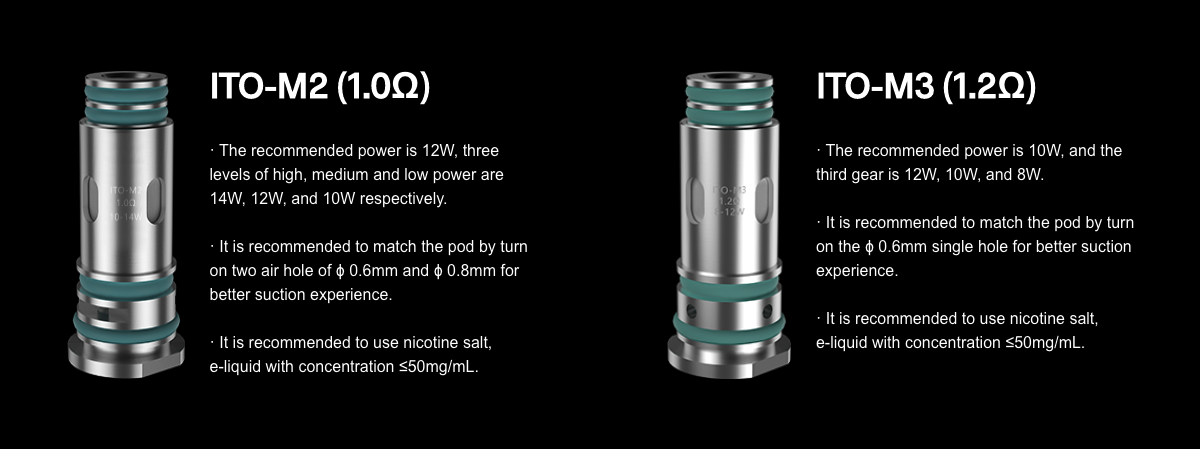 VooPoo ITO coils are available in M2 and M3 versions