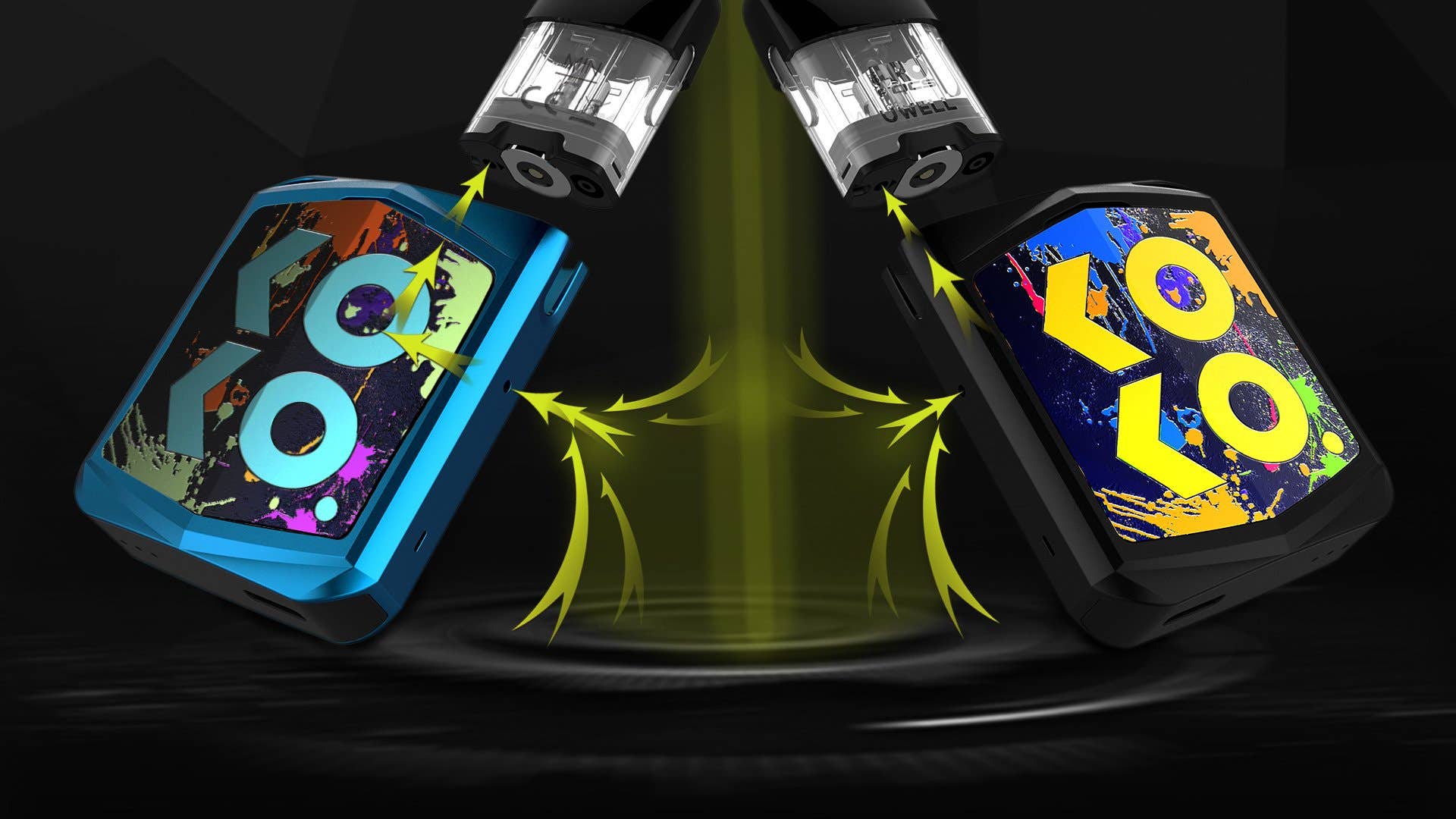 Simply switch the pod around to change