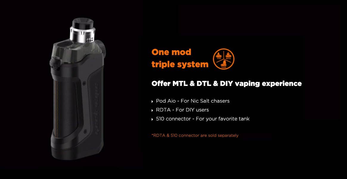 Enjoy both MTL & DTL vaping styles as well as DIY vaping with the RDTA option