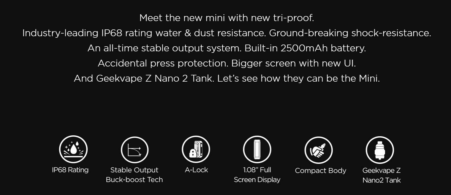 Highlights of the Geekvape Aegis Mini 2 Kit Overview of highlights and features for the Geekvape M100 kit.