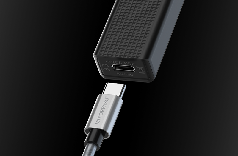 A 1000mAh, built-in battery provides up to two days vaping capabilities and is assisted with the fast charging USB Type-C.
