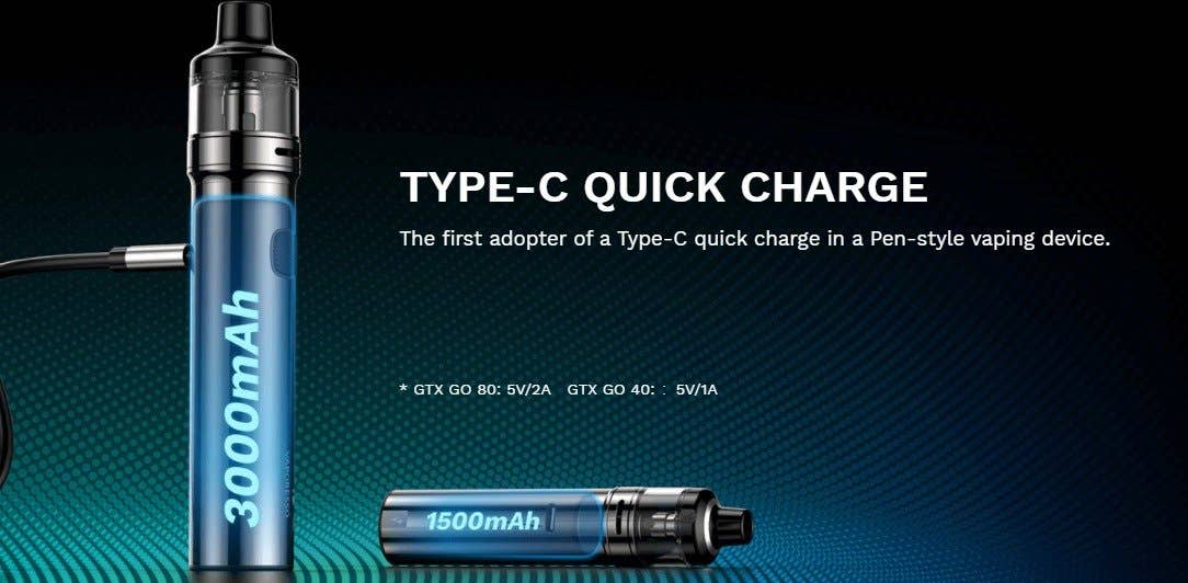 Vapresso GTX 40 Go kit The first pen-style vape to adopt USB Type-C charging