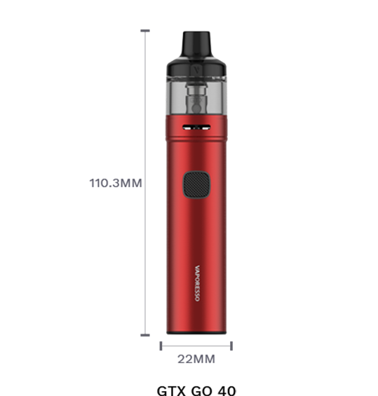 Vapresso GTX 40 Go kit Dimensions of the Vaporesso GTX 40 Go